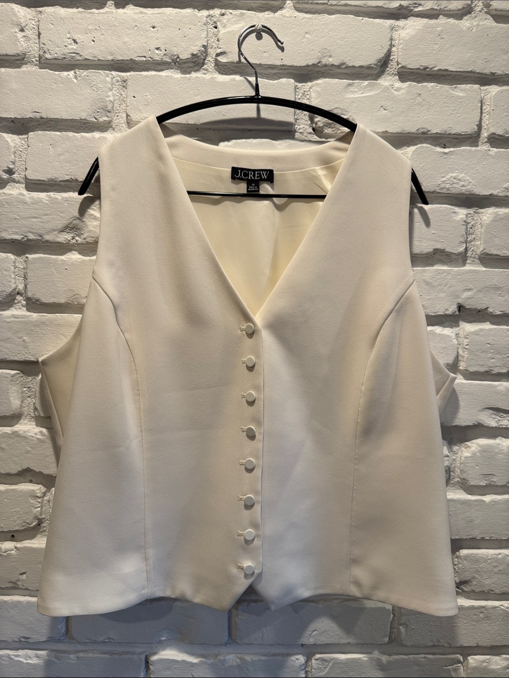 J. Crew Slim-fit tuxedo vest in city crepe Cream Size 18